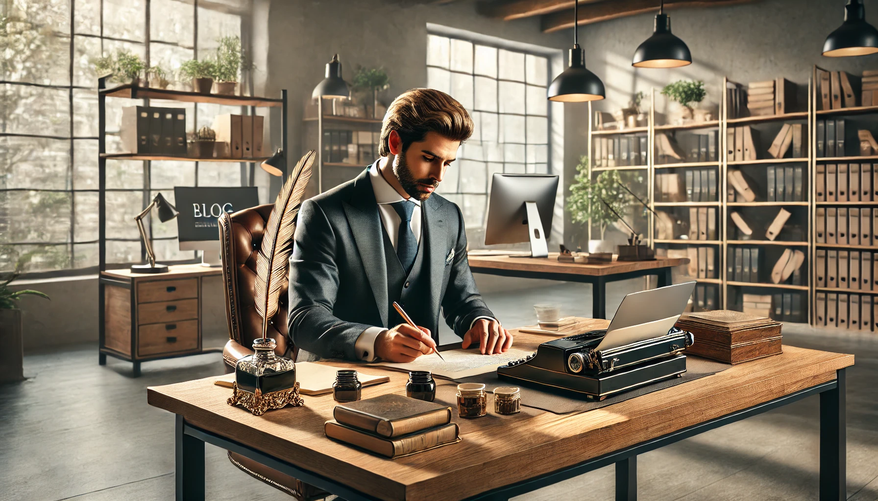 man in the table writing