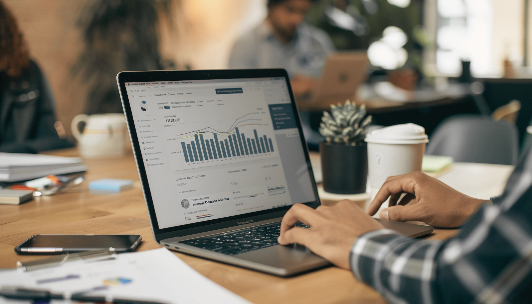 laptop with data table
