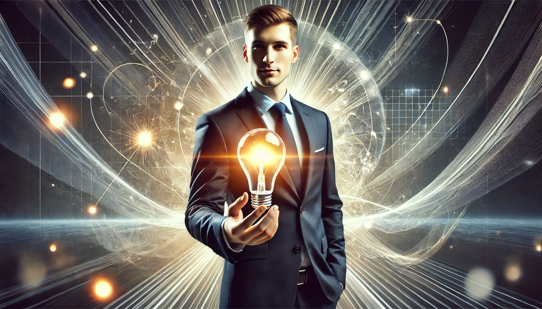 man holding a lightbulb