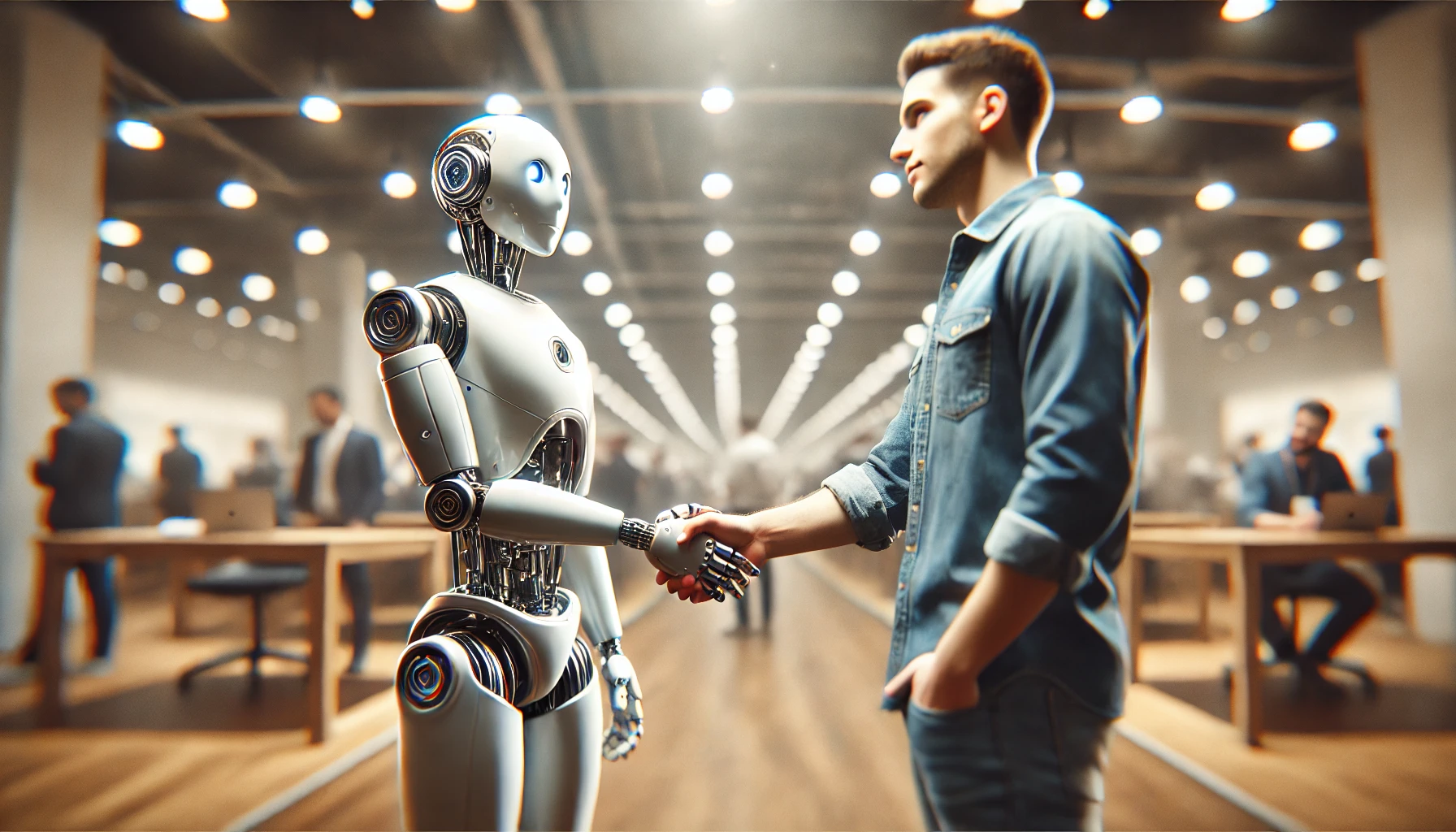 a man shaking hands with an ai robot
