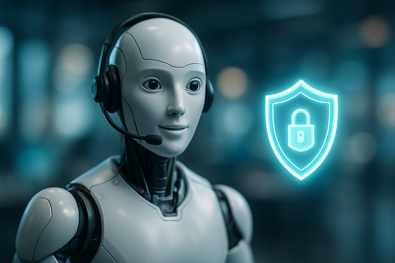 ai robot agents with a headphone