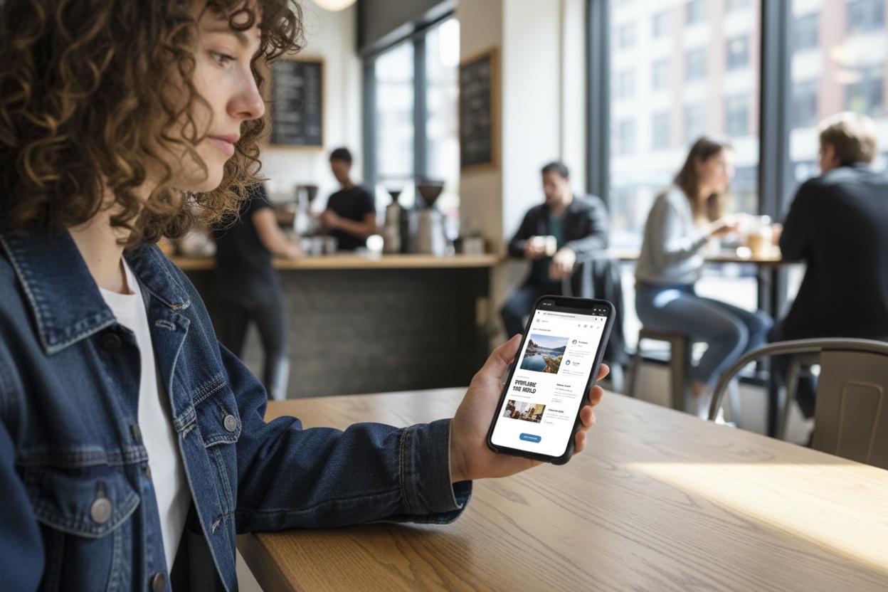 a girl holding a smarthphone