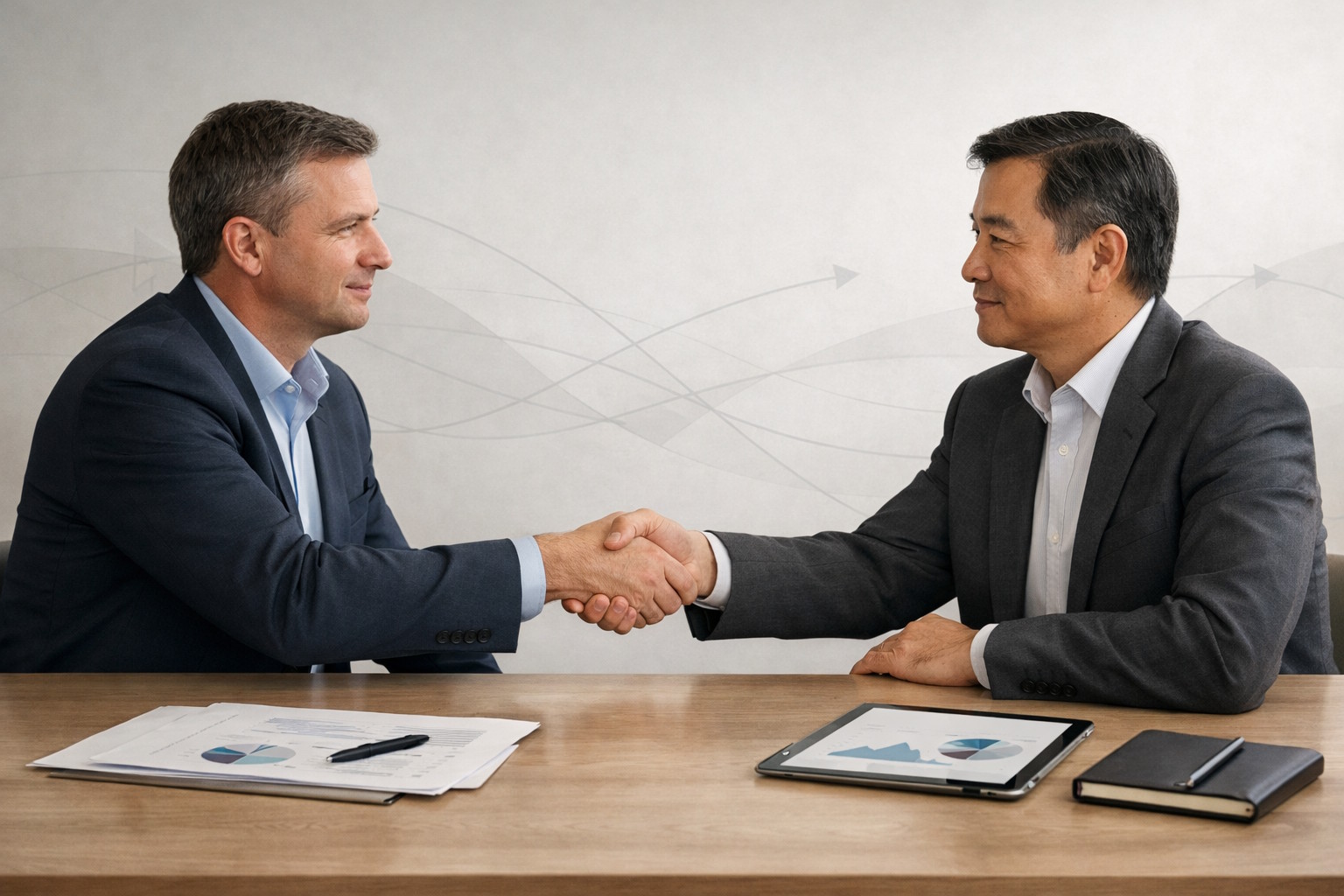 two businessman shaking hands